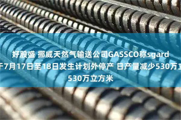 好股盛 挪威天然气输送公司GASSCO称sgard油田于7月17日至18日发生计划外停产 日产量减少530万立方米